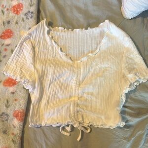 White SHEIN ribbed scrunched crop top